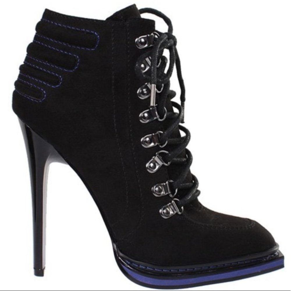 GX By Gwen Stefani Women's Teardrop Ankle Bootie Boot Black Microsuede 10